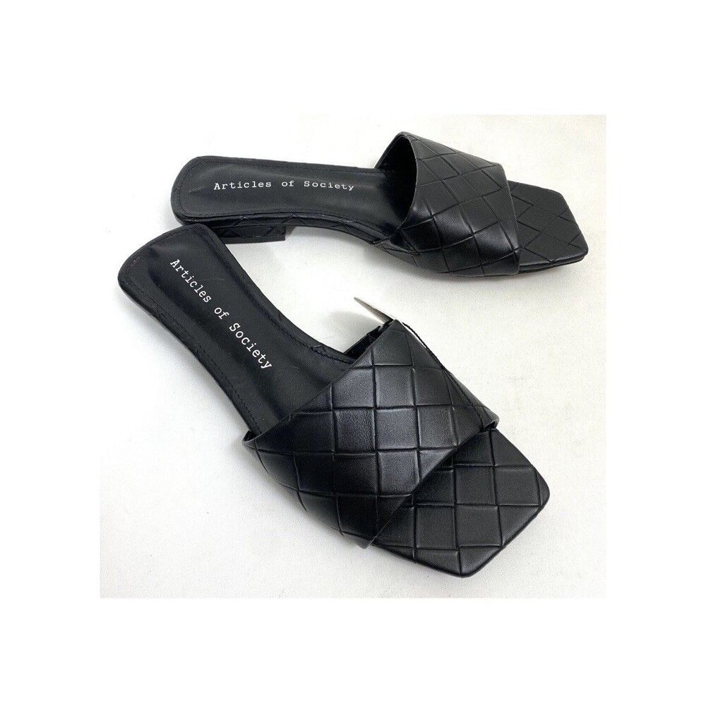 Articles of Society Parma Black Slide Flat Sandals Sz 8 Minimalist Slip On NEW